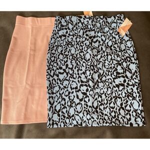 Lot of (2) Woman's Size XL Pink & Blue Leopard  Pencil Skirts USA Made by H&L